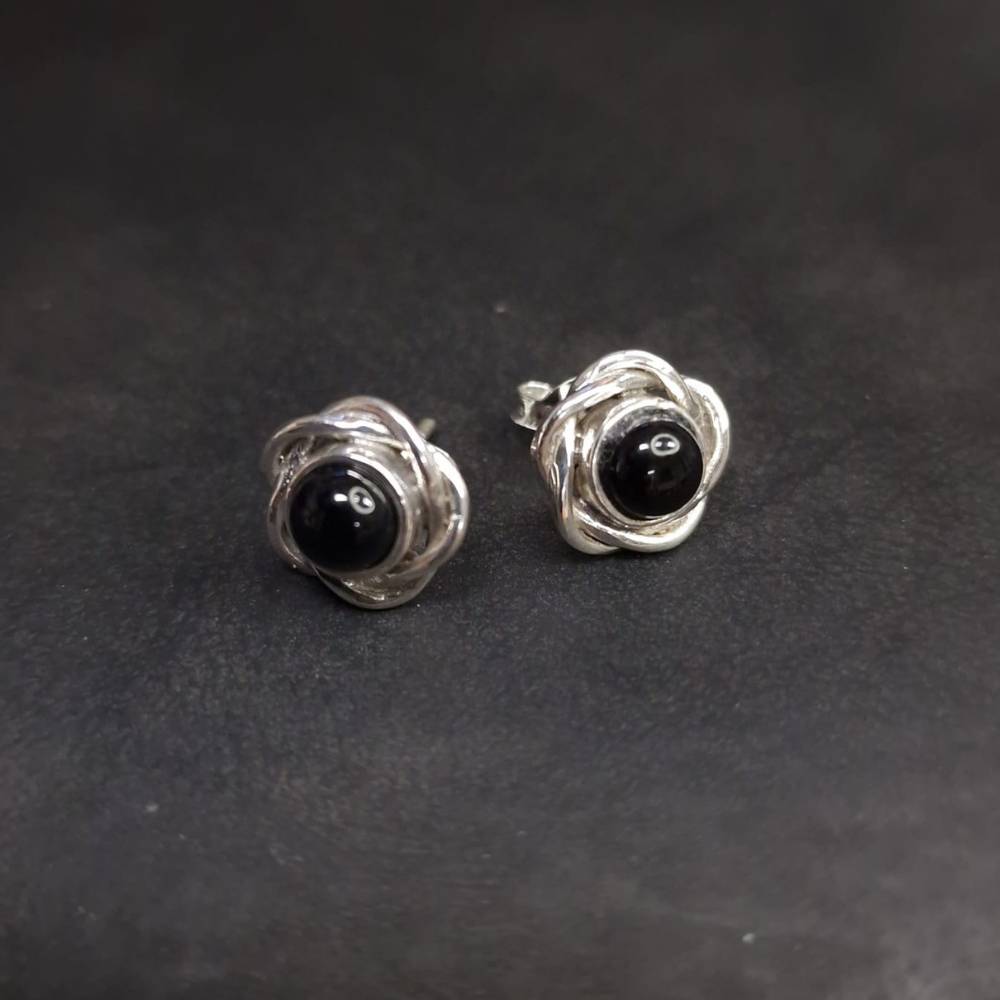  Ohrstecker Onyx 925 Silber gut hautverträglich