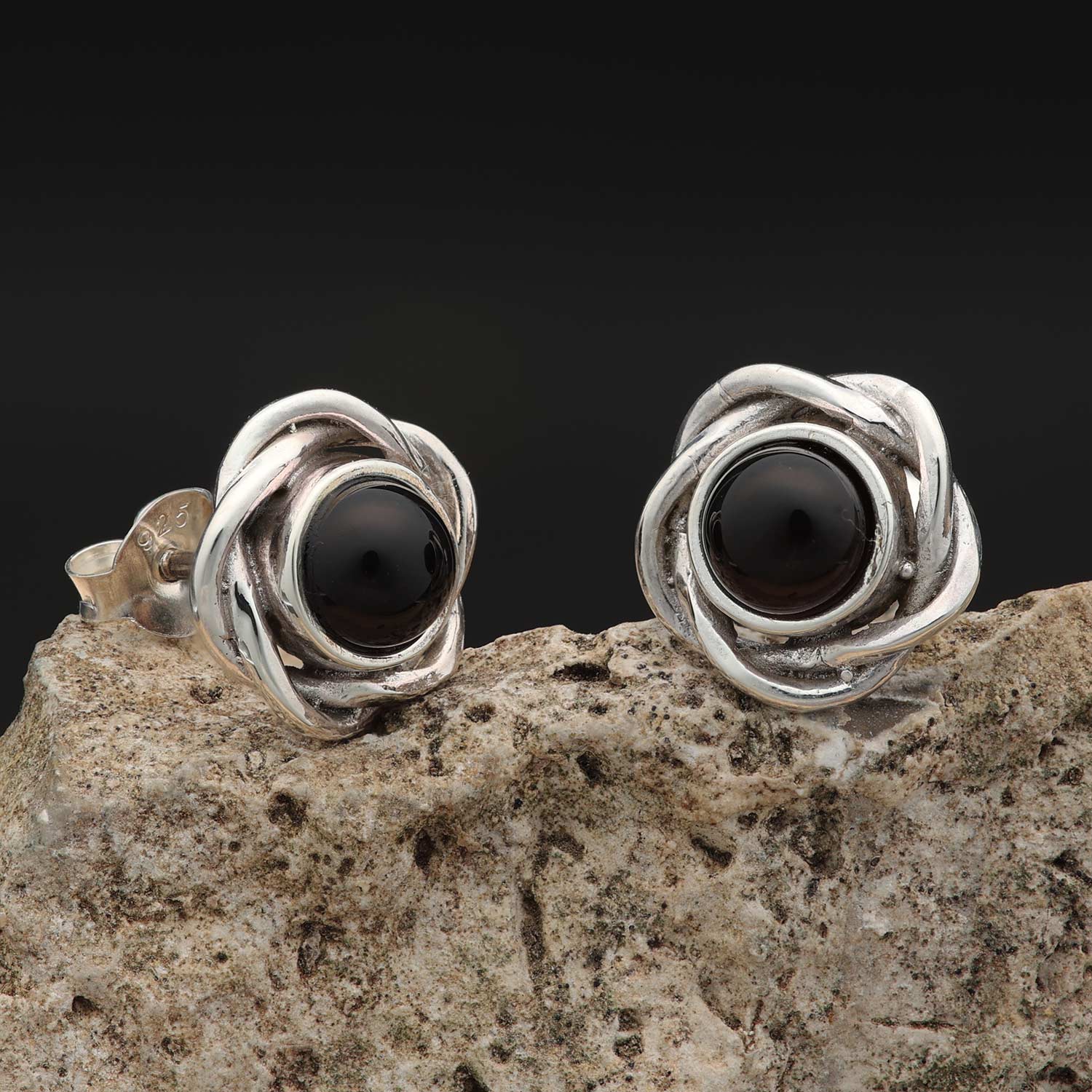 Ohrstecker Silber Onyx Steinschmuck Damen Ohrschmuck