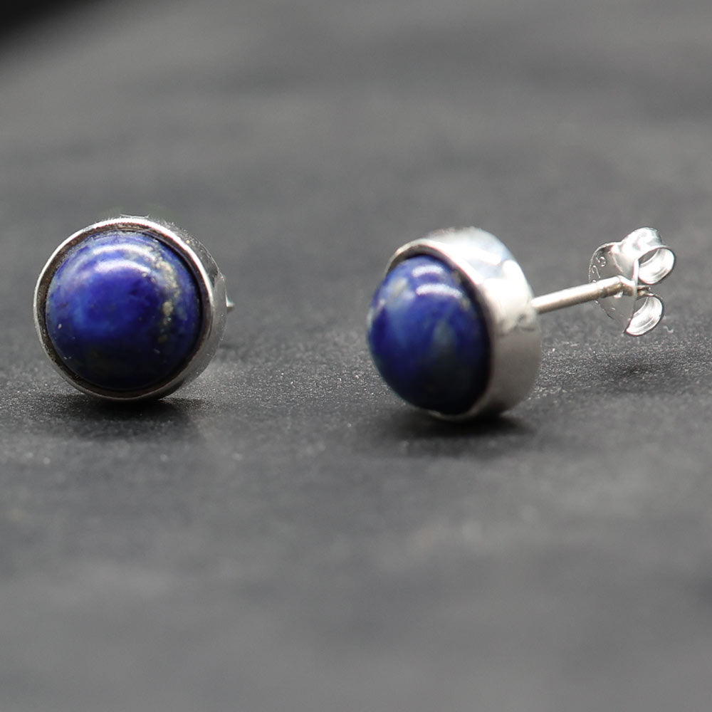 Lapislazuli Ohrringe 925 Silber Edelstein Ohrstecker Damen ausgefallen günstig