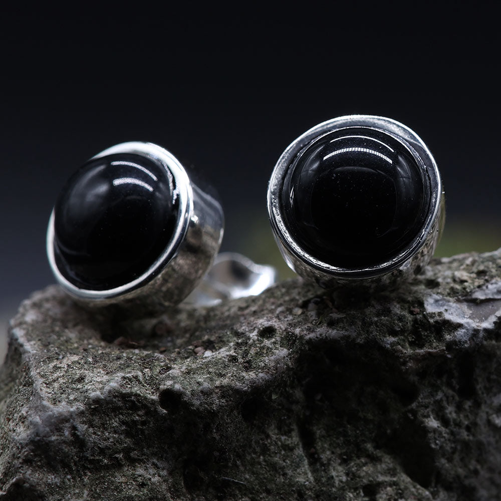 Schwarzer Onyx Ohrringe 925 Silber Edelstein Ohrstecker Damen ausgefallen günstig