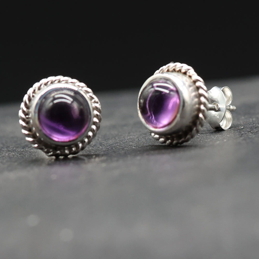 Funkelnde Amethyst Ohrringe dezent verziert Damen Ohrstecker