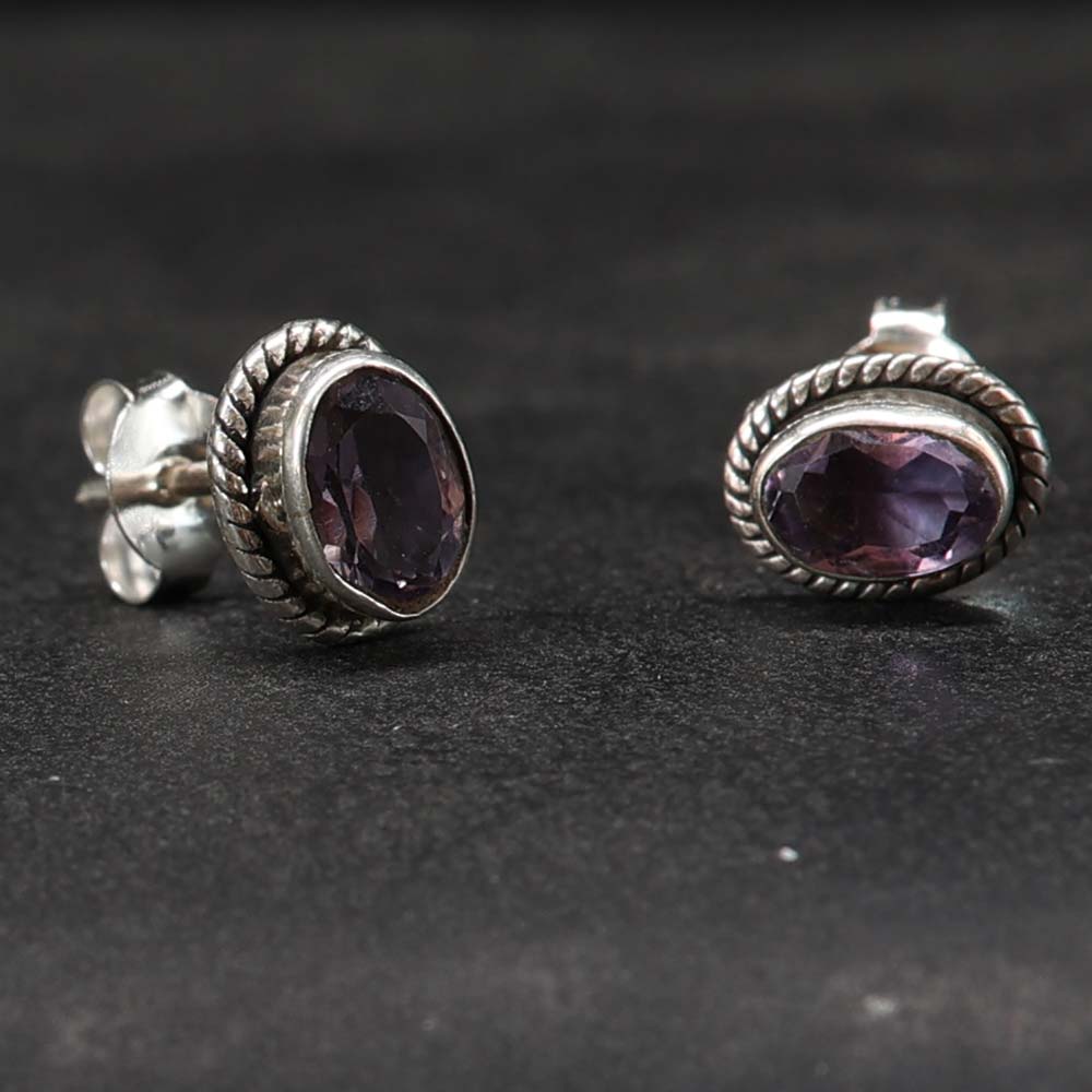 Amethyst Ohrstecker Damen Ohrschmuck 925 Silber echte Edelsteine Ohrring Frauen