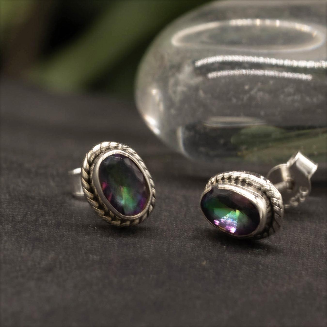 Magic Quarz Ohrring 925 Silber Edelstein Ohrstecker