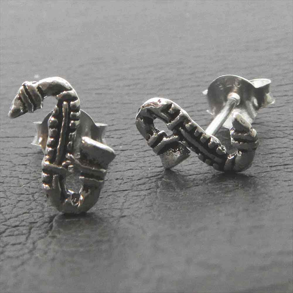 Saxophon Ohrstecker Silber Ohrschmuck Musik