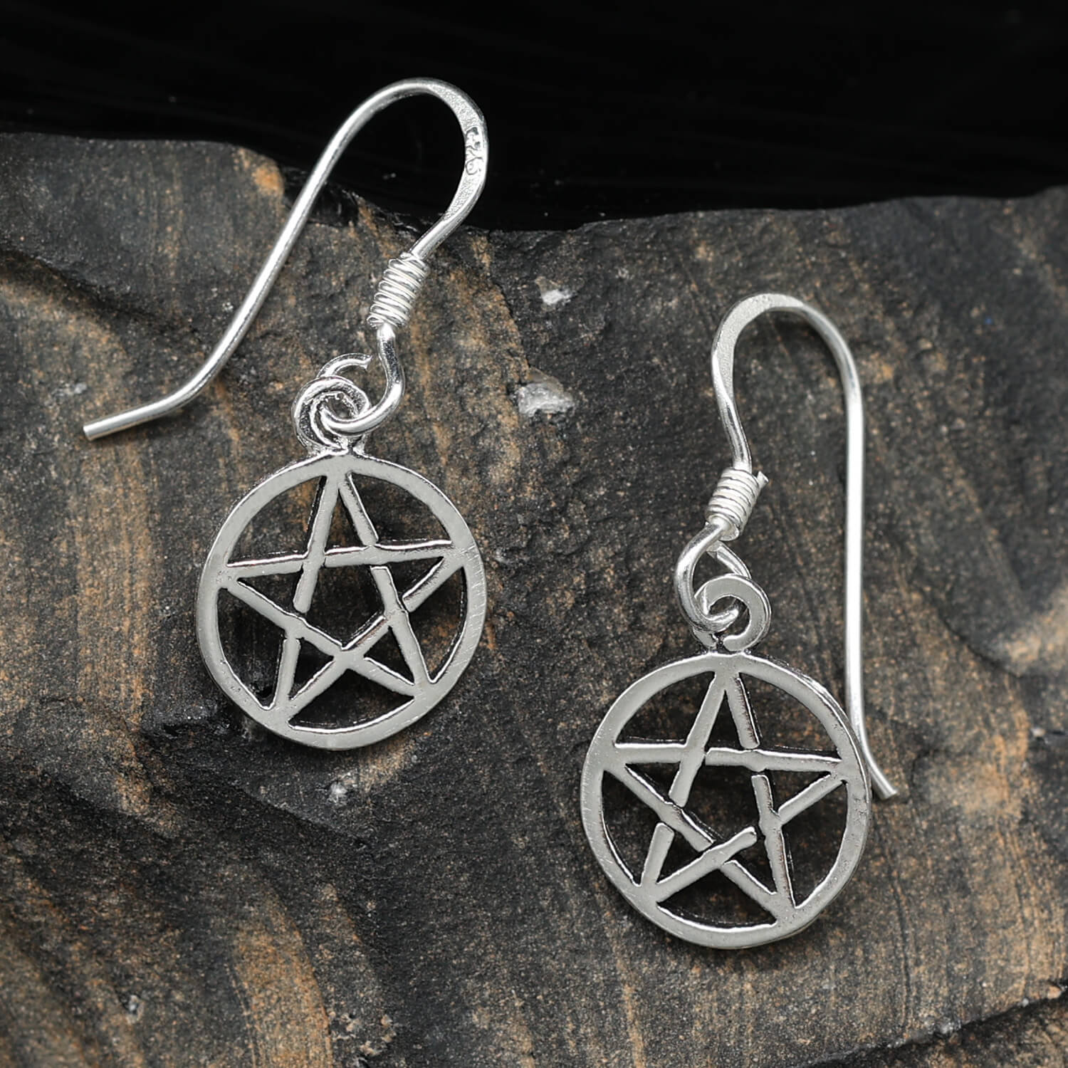 Pentagram earrings Ø 10mm 925 silver earrings pair