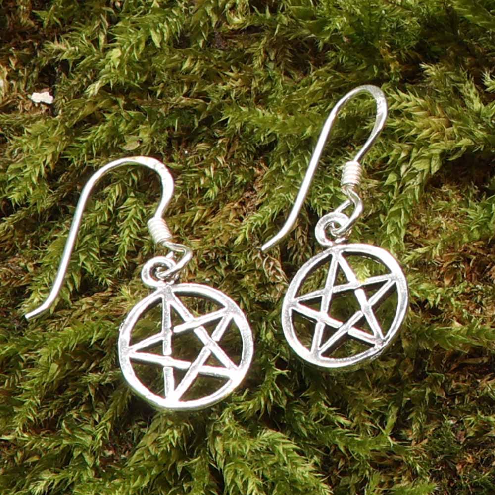 Pentagramm Silber Ohrringe Gothic Ohrschmuck schlicht