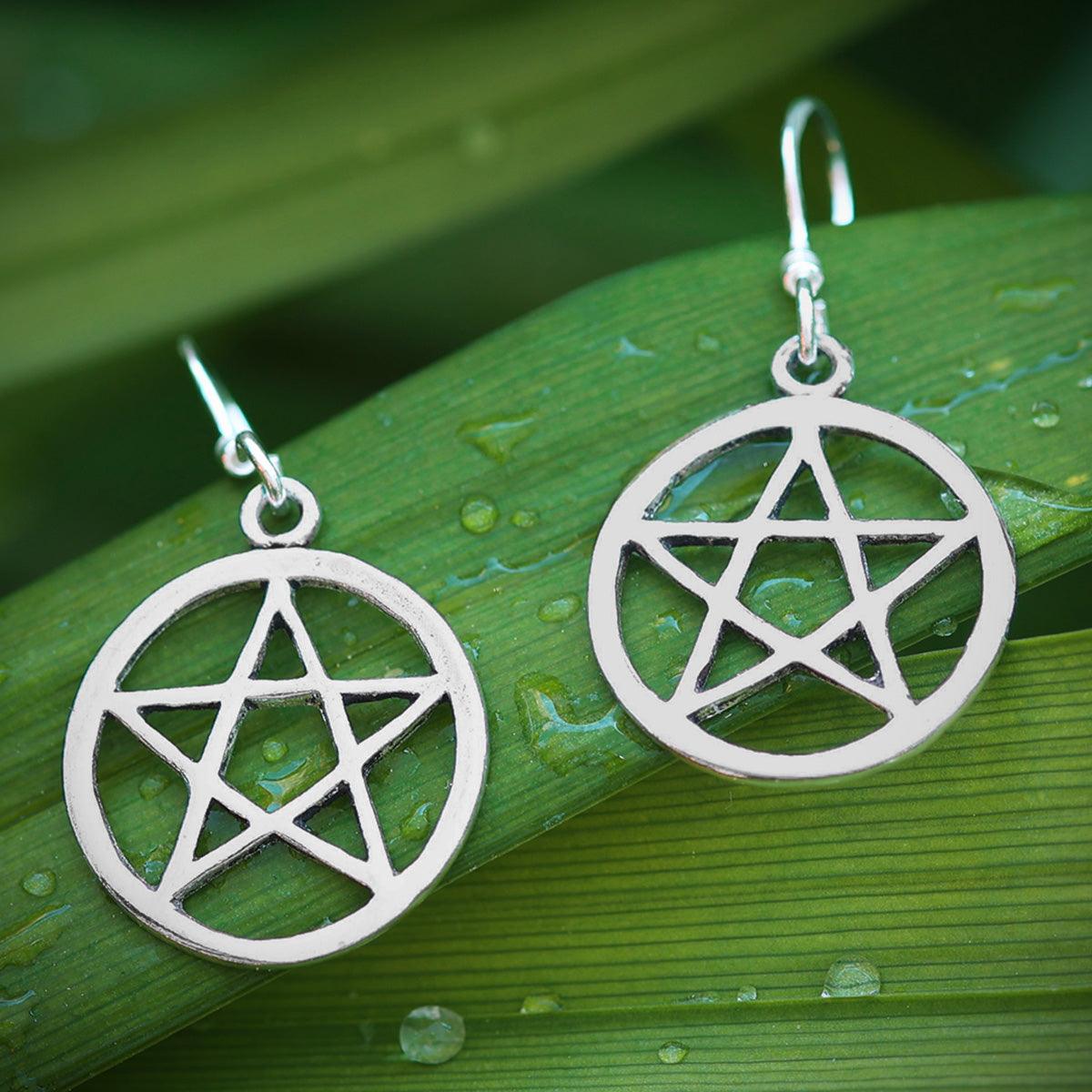 Ohrhänger Silber Pentagramm 925 Sterling Ohrschmuck Ohrring