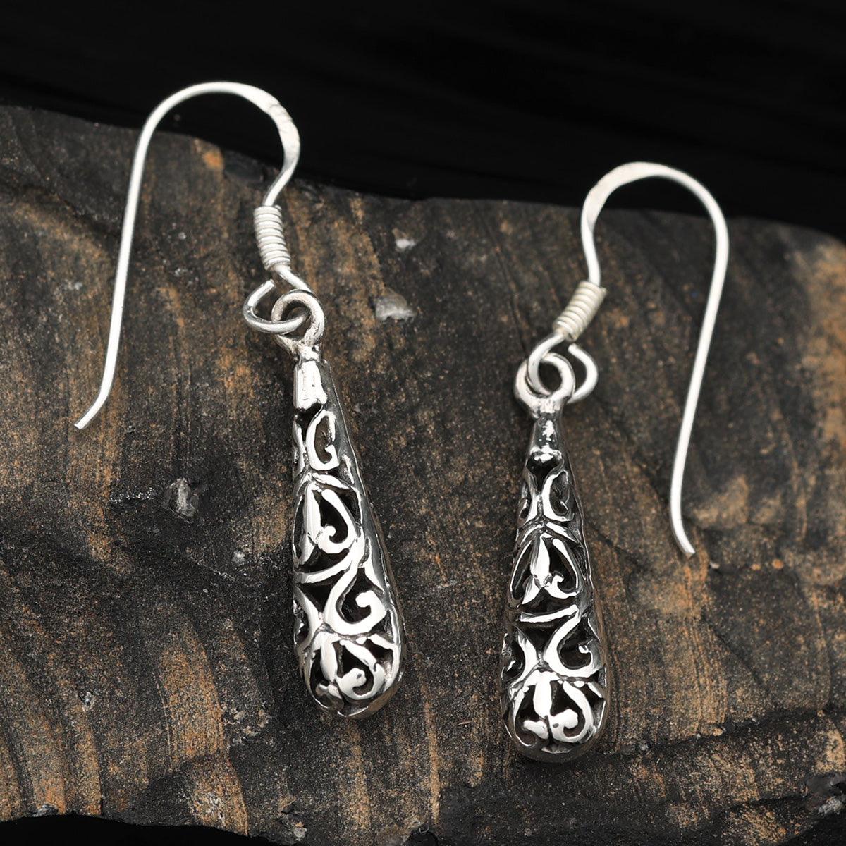 Ornament silberne Ohrringe 925 hängender Ohrschmuck