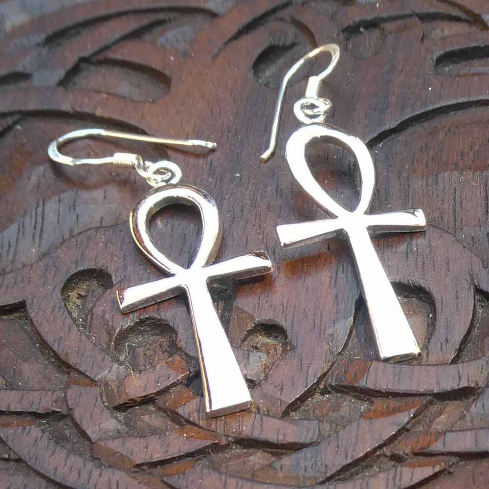 Feine schlichte Ankh Ohrringe feine lange Einhänger