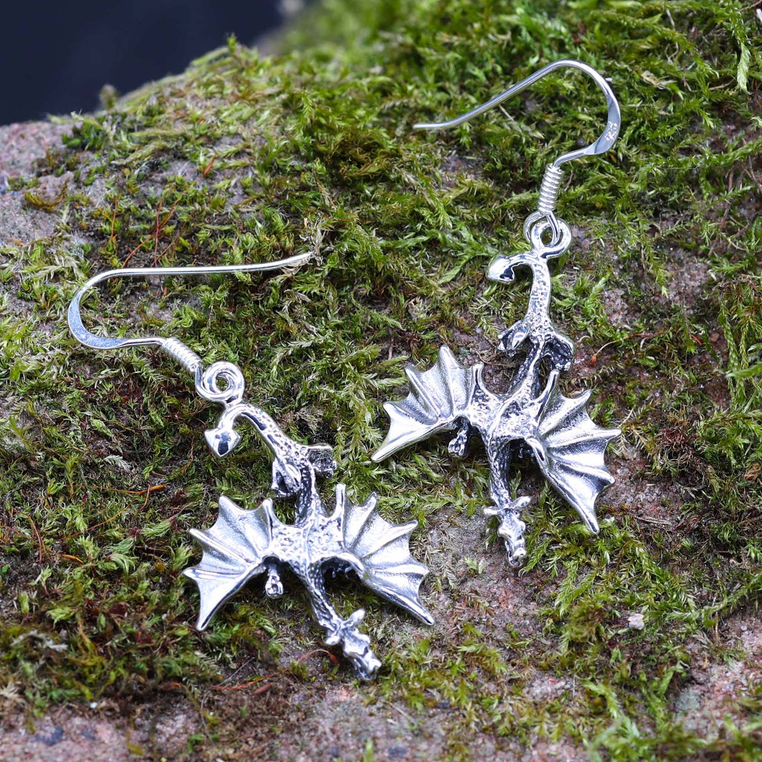 Drachen Ohrringe Silber Hänger edler Ohrschmuck