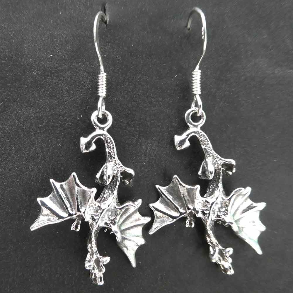 Drachen Ohrringe Einhänger Silber Drache
