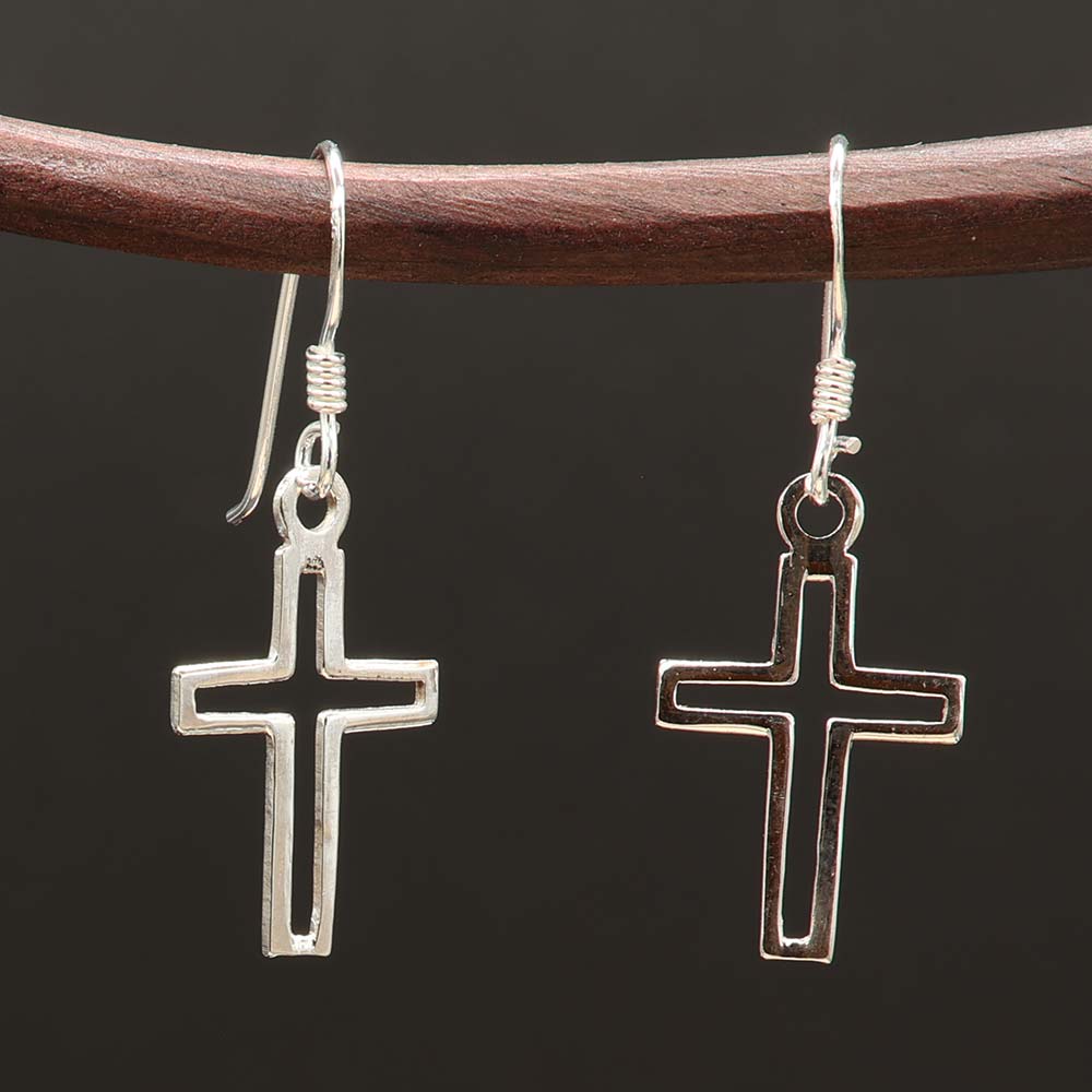 Christenkreuz Ohrringe 925 Silber hochwertiger Ohrschmuck