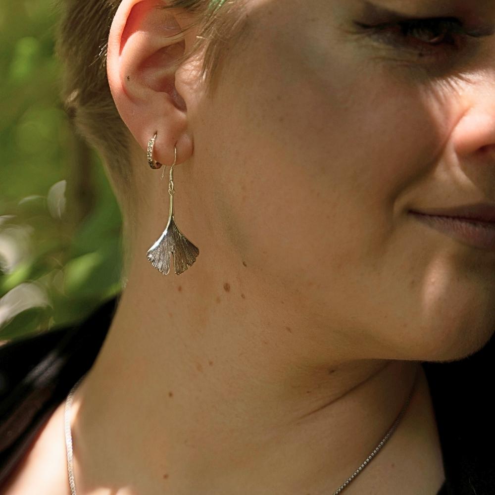 Gingko Ohrhänger 925 Silber Ohrschmuck Ohrringe