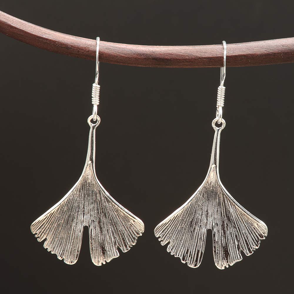 Ginkgo Blatt Ohrhänger 925 Silber edler Ohrschmuck Thema Liebe