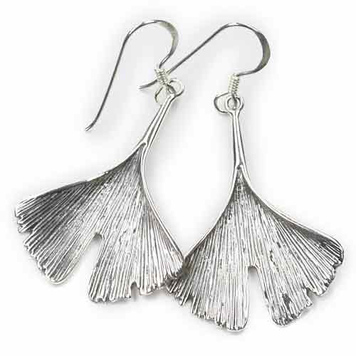 Ginkgo Blatt Ohrhänger Silber edler Ohrschmuck
