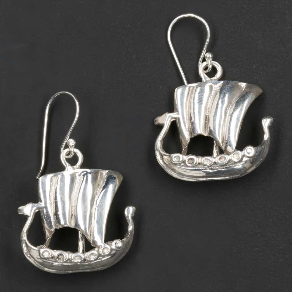 Drachenboot Wikinger Ohrringe Silber Ohrschmuck Mitteealter