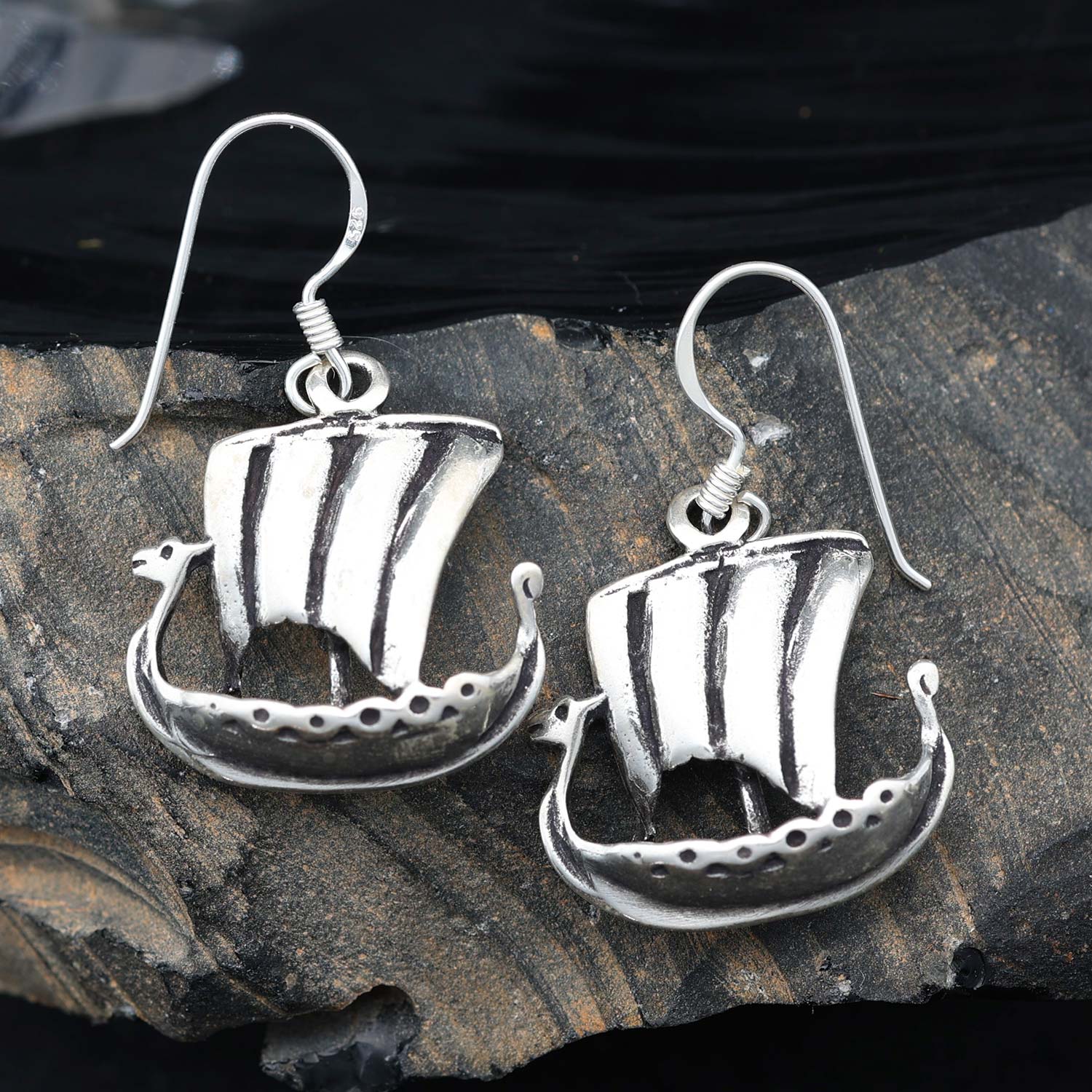 Sonnenschiff Wikinger Ohrhänger 925 Silber Ohrschmuck Damen