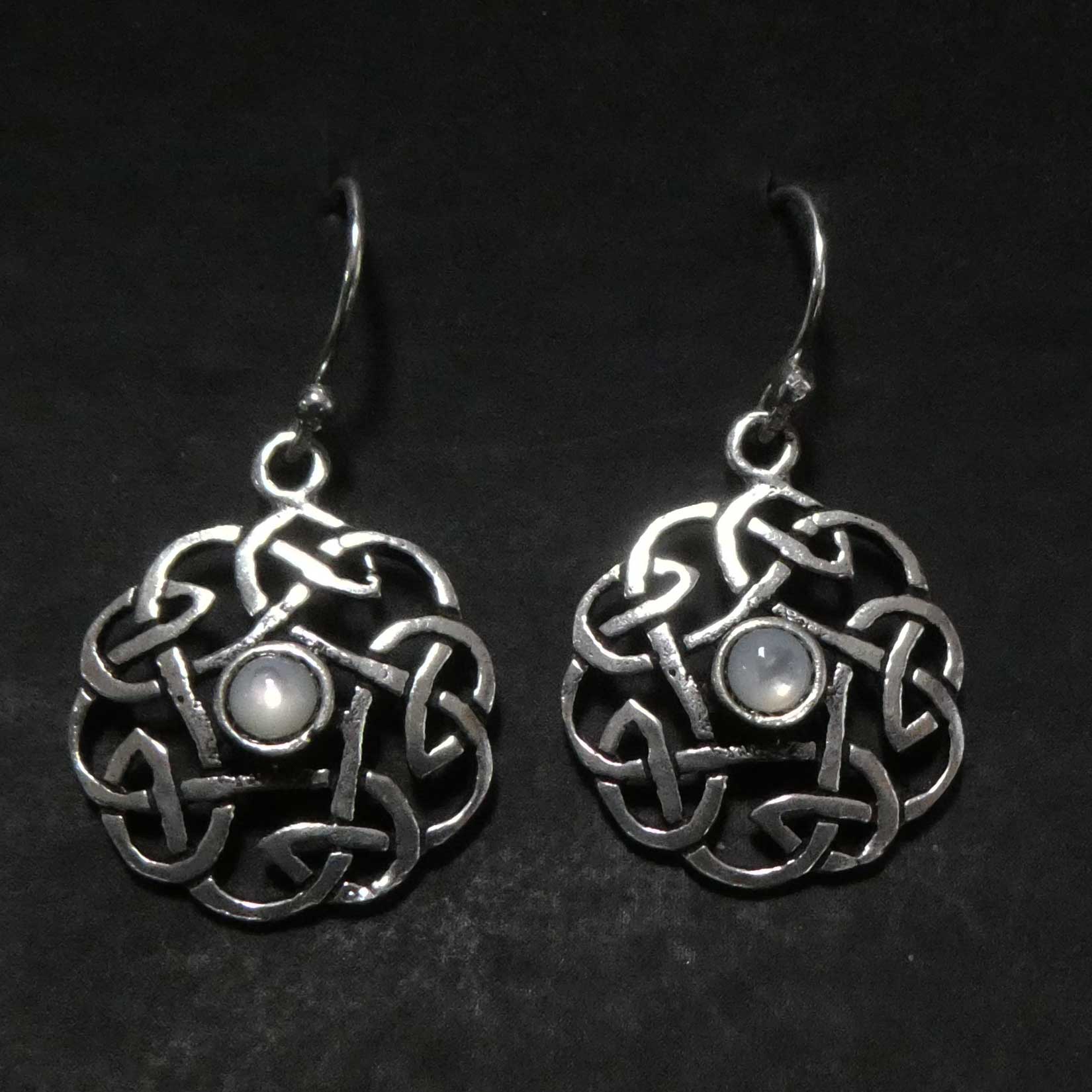 Keltischer Ohrschmuck Perlmutt Ohrringe 925 Silber Damen Ohrhänger 