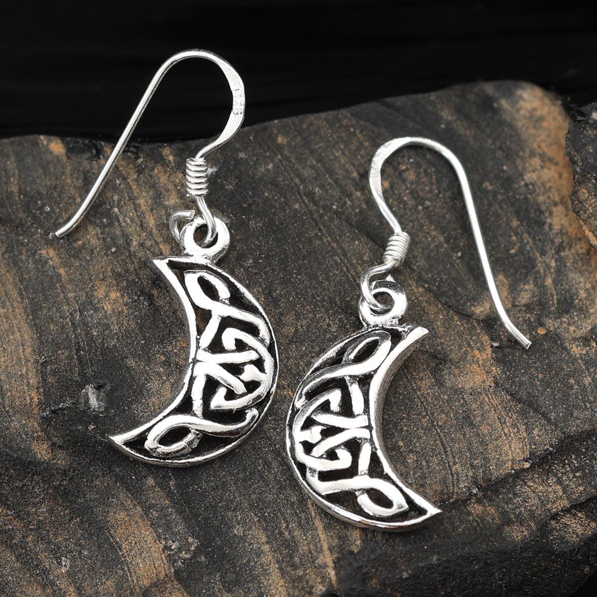 Keltischer Ohrring 925 Silber Ohrschmuck Ohrhänger feiner Mond