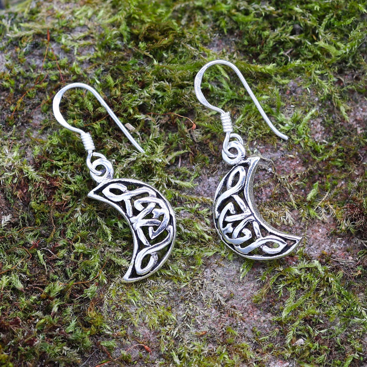 Keltischer Mond Ohrringe Silber Hänger edler Ohrschmuck