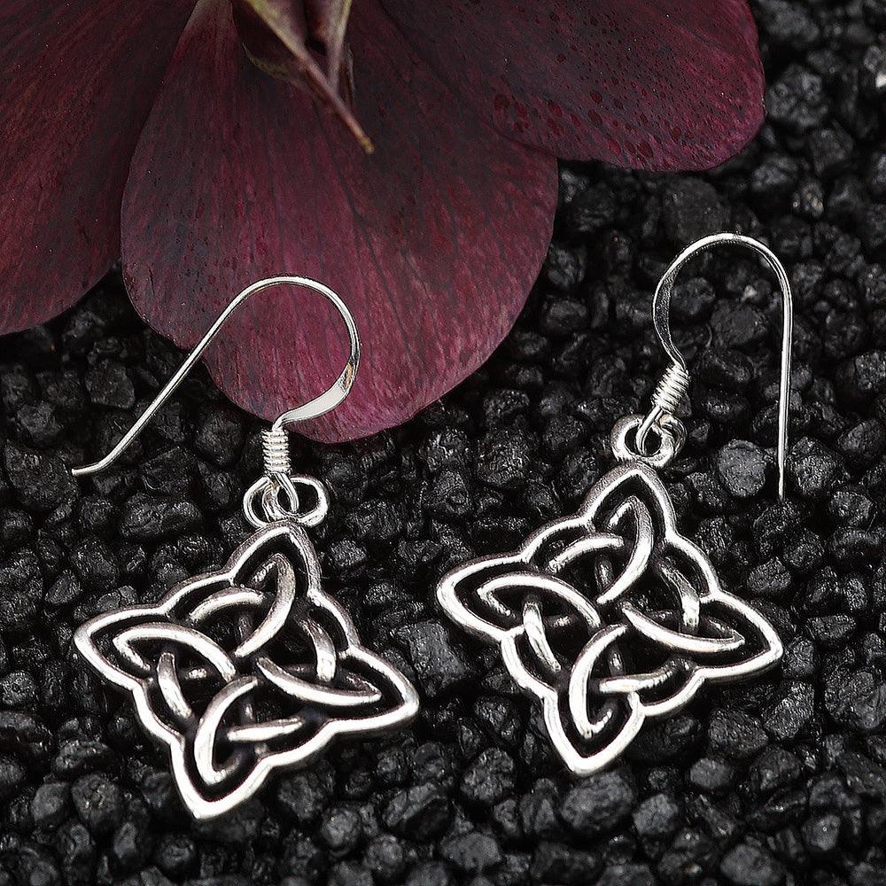 Kelten Quadrat Silber Ohrringe Schmuck Ohrhänger 925