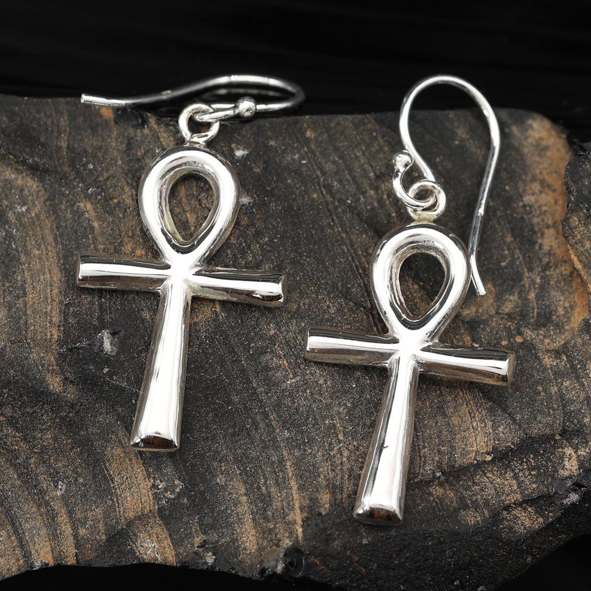 Ankh silberne Ohrringe 925 hängender Ohrschmuck ägyptisch