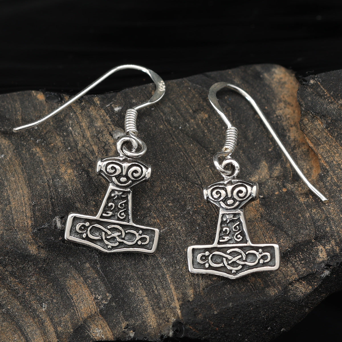 Thor's Hammer Jewelry Earrings Sterling Silver (Pair)