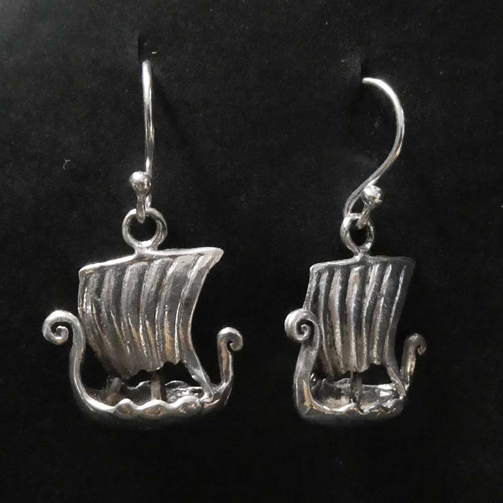 Drachenboot Wikinger Silber Ohrschmuck Mittelalter  Ohrringe 925