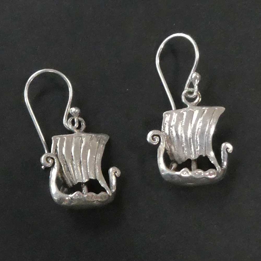 Ohrringe Wikinger Drachnboot 925 Silber Damen Herren Ohrschmuck