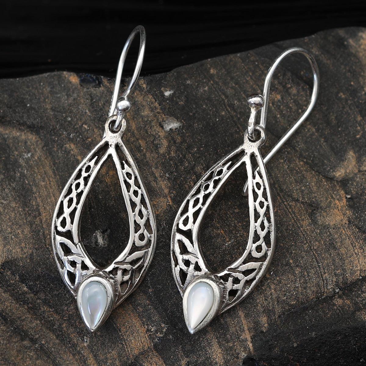 Perlmutt Ohrringe Ohrschmuck 925 Silber hängend keltisch