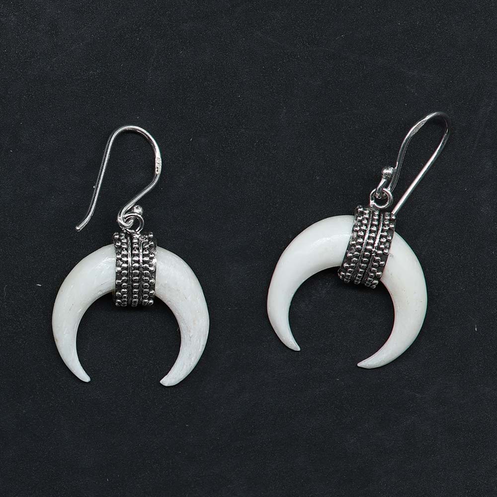 Extravagante Ohrringe Silber und Knochen Schmuck Damen Ohrringe edel