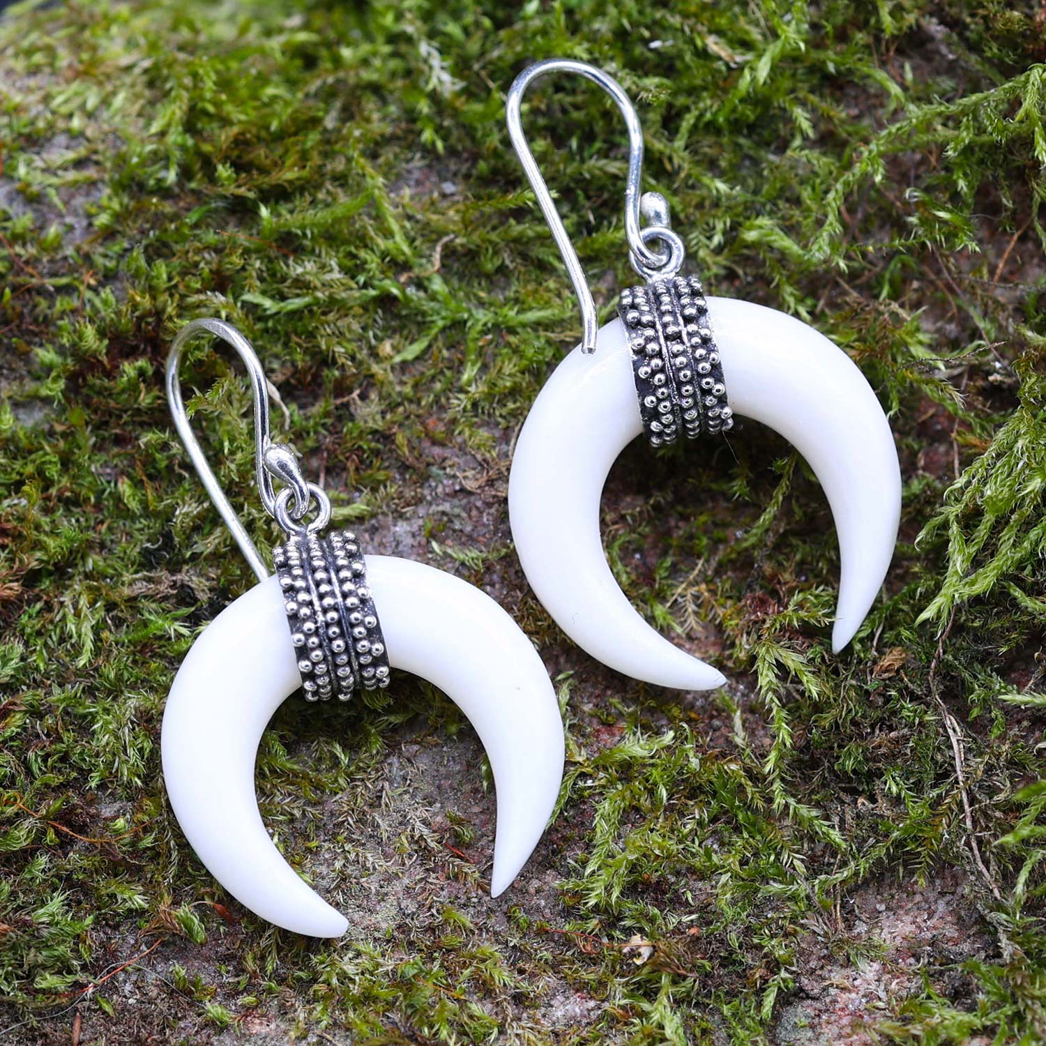 Sicheln Knochen Ohrhänger 925 Silber Ohrringe