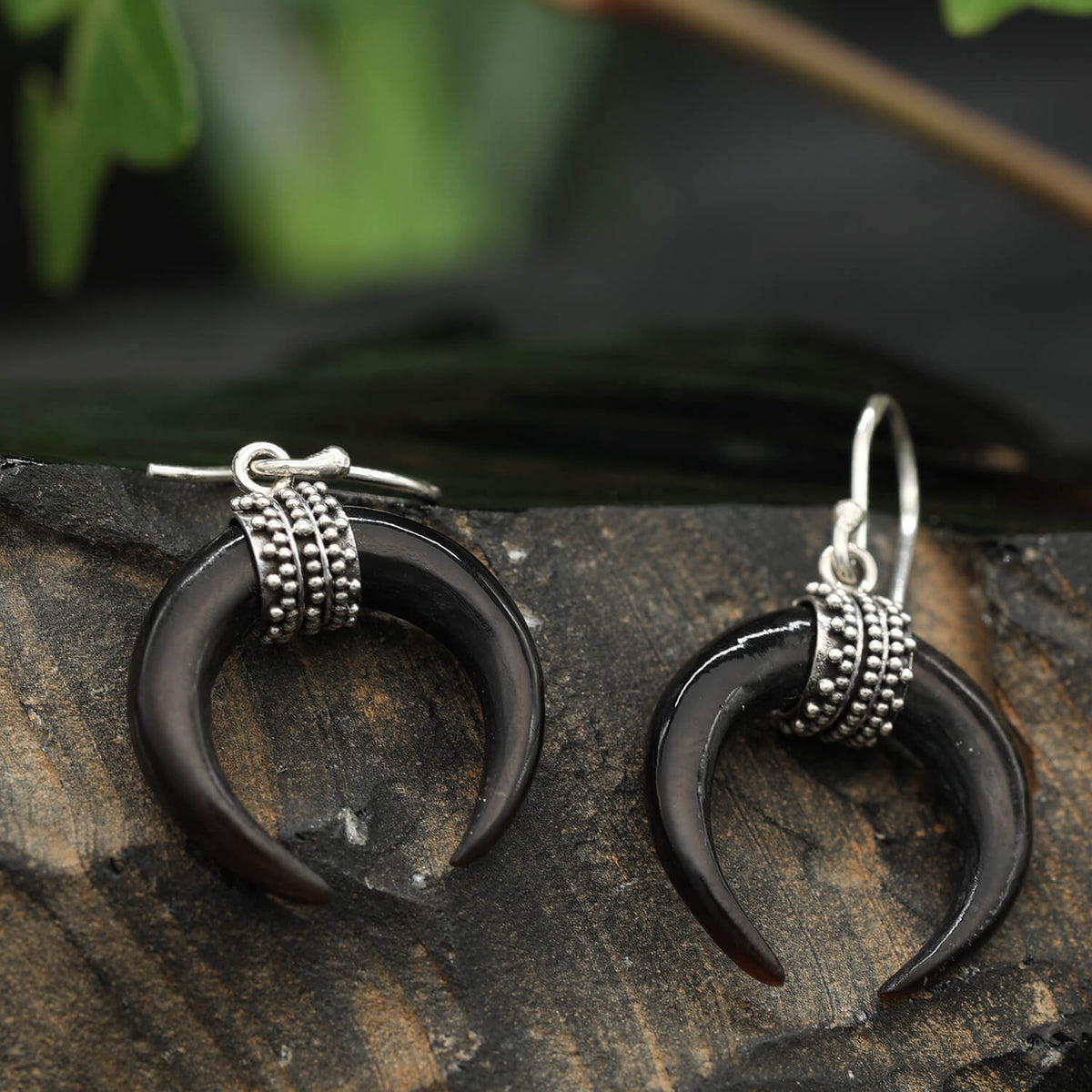 Edler Ohrschmuck Silber Schmuck Handarbeit Sichel Horn