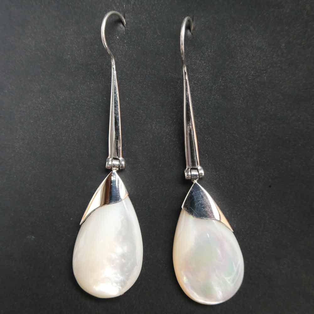 Perlmutt Ohrringe ausgefallen Silber Ohrschmuck