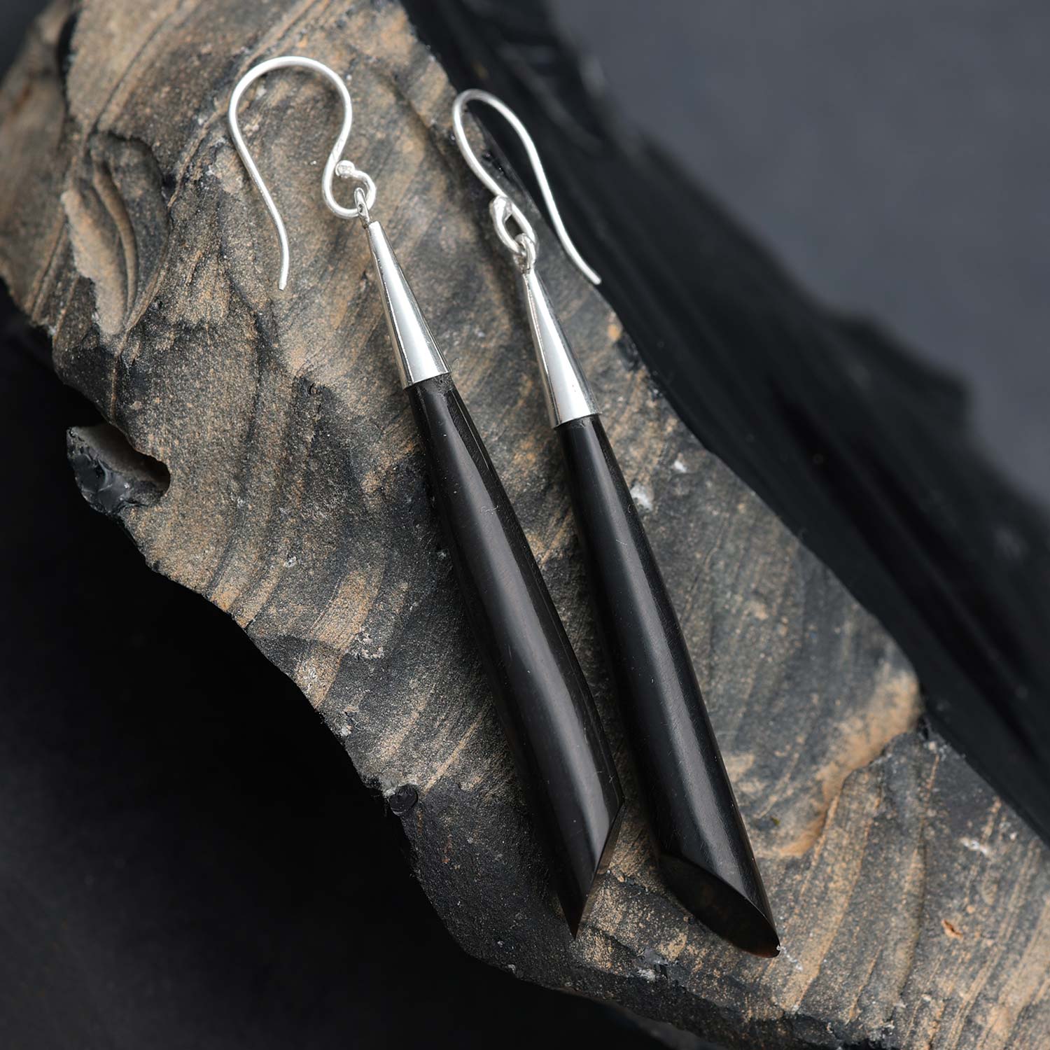 Horn Ohrhänger 925 Silber Ohrschmuck Damen