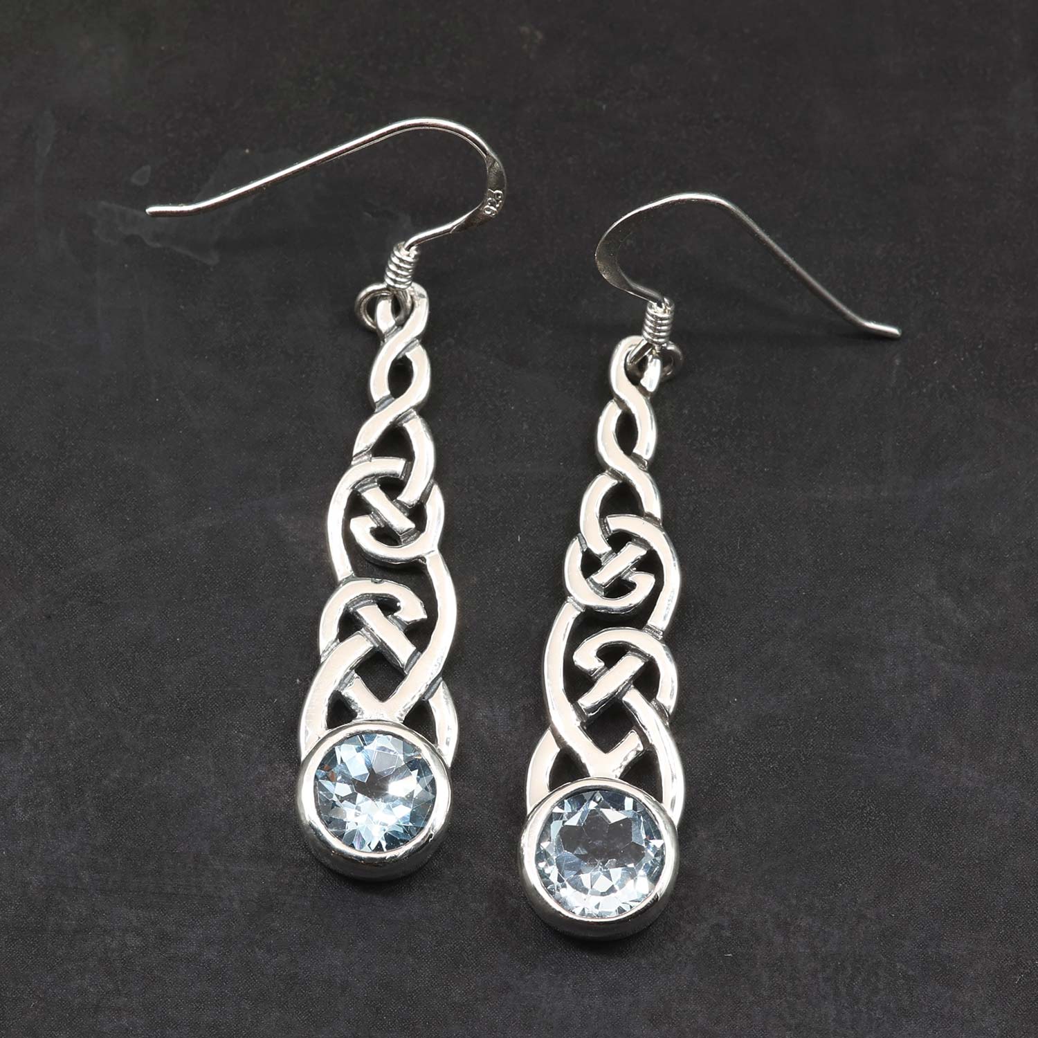 Edle Ohrhänger Blauer Topas keltischer Ohrschmuck