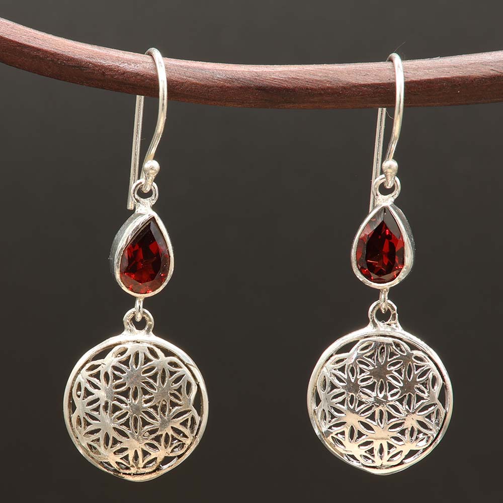 Blume des Lebens Ohrringe 925 Silber Ohrschmuck Esoterik