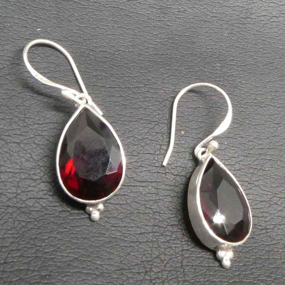 Granat Ohrring rot  925 Silber edler Damen Ohrschmuck