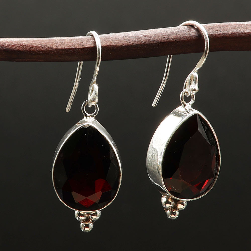 Granat Ohrringe Edelstein Ohrschmuck aus 925 Silber edler Damen Ohrschmuck