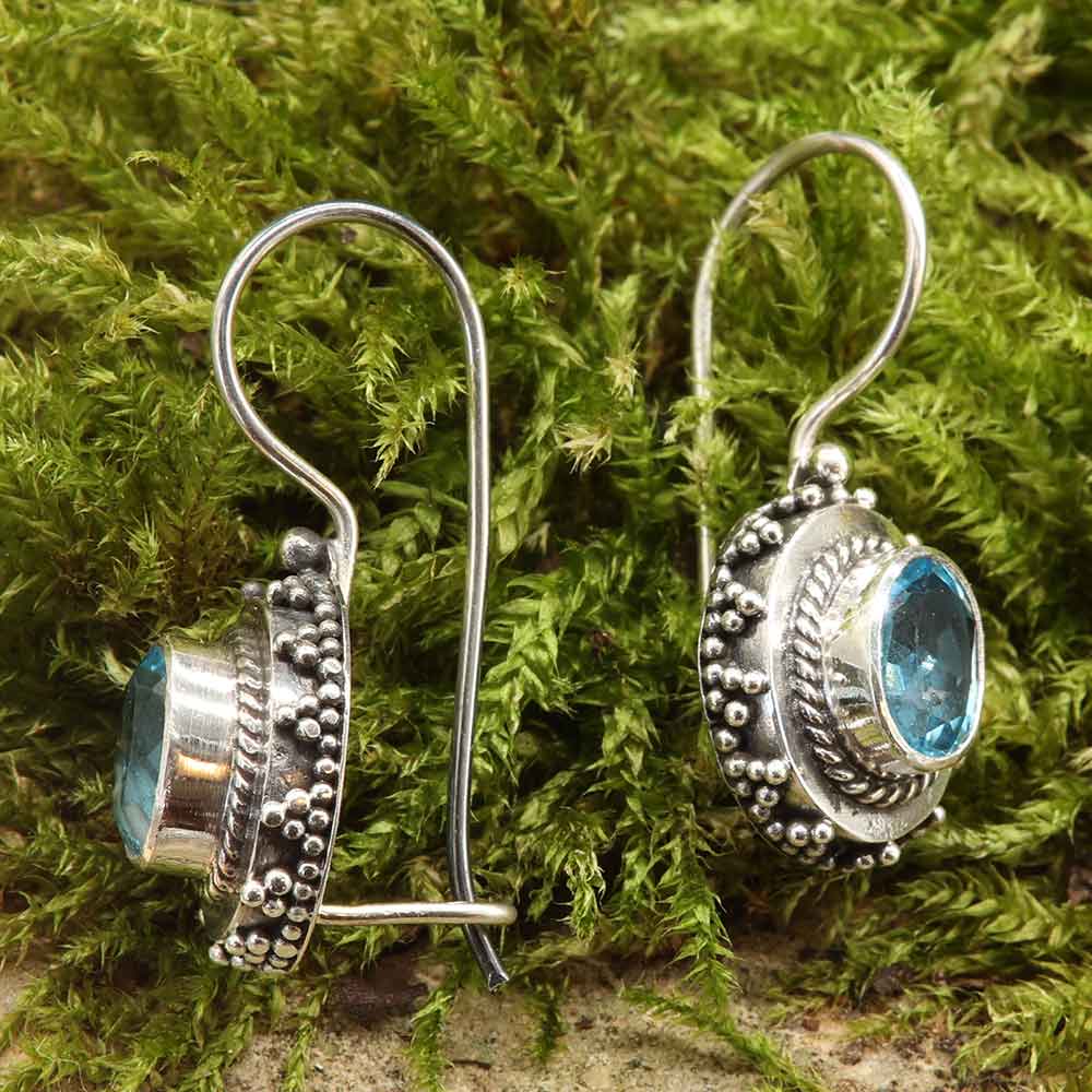 Edelstein Ohrschmuck Blauer Topas 925 Silber