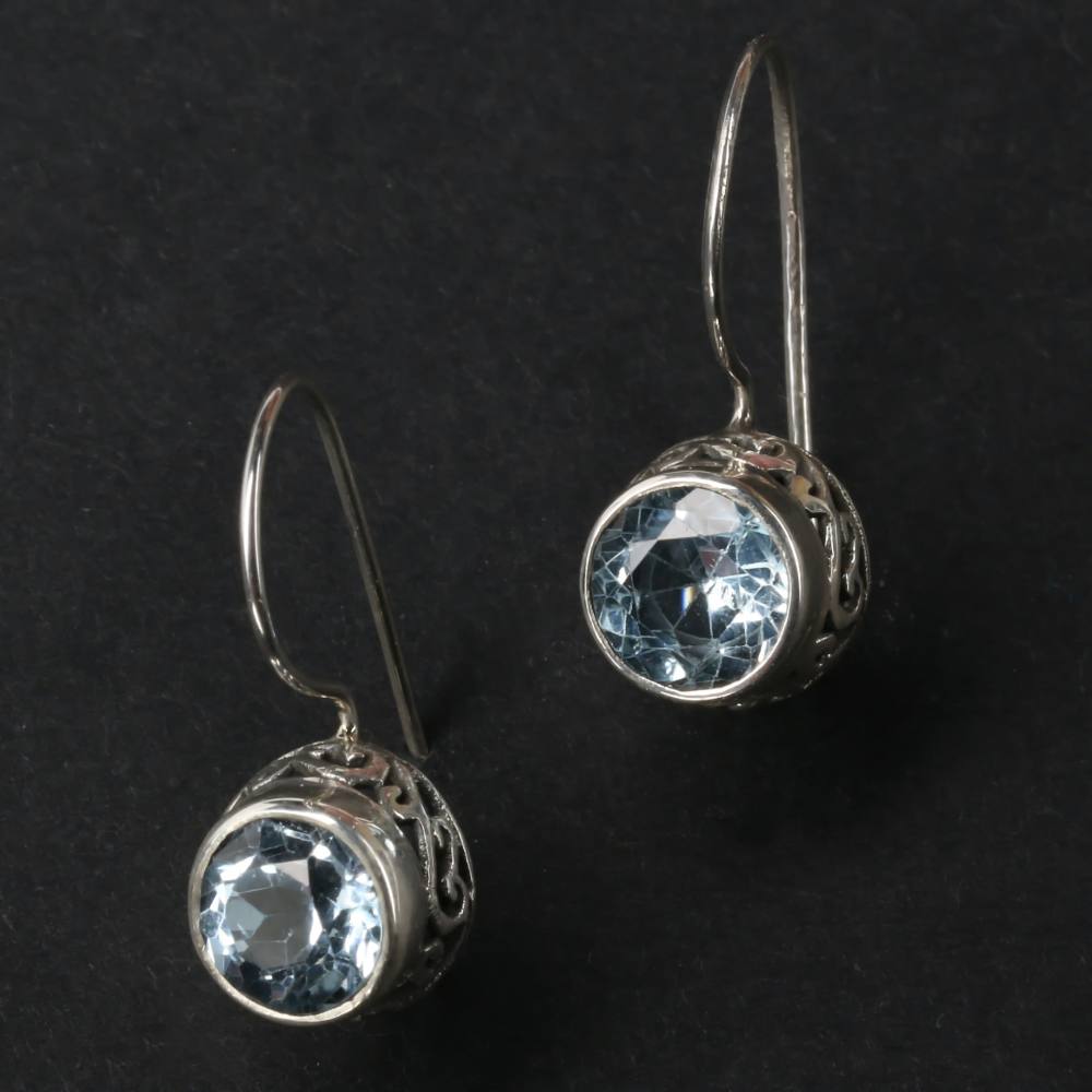 Ohrhänger Edelstein Blauer Topas Ohrschmuck mit edlen Steinen