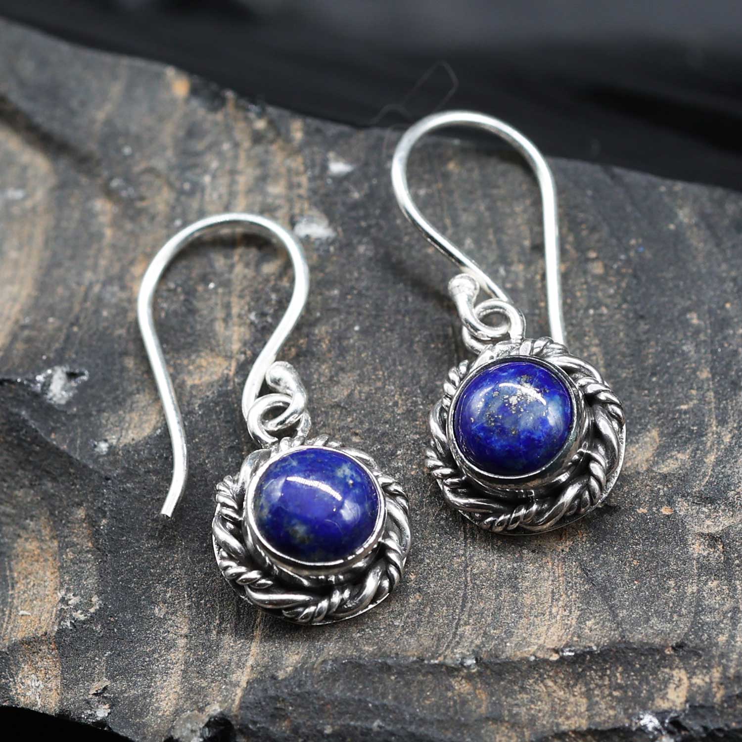 Lapislazuli Ohrringe 925 Silber Edelstein