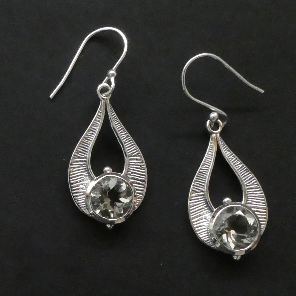 Ohrringe Grüner Amethyst Design Schmuck 925 Silber Einhänger Edelstein