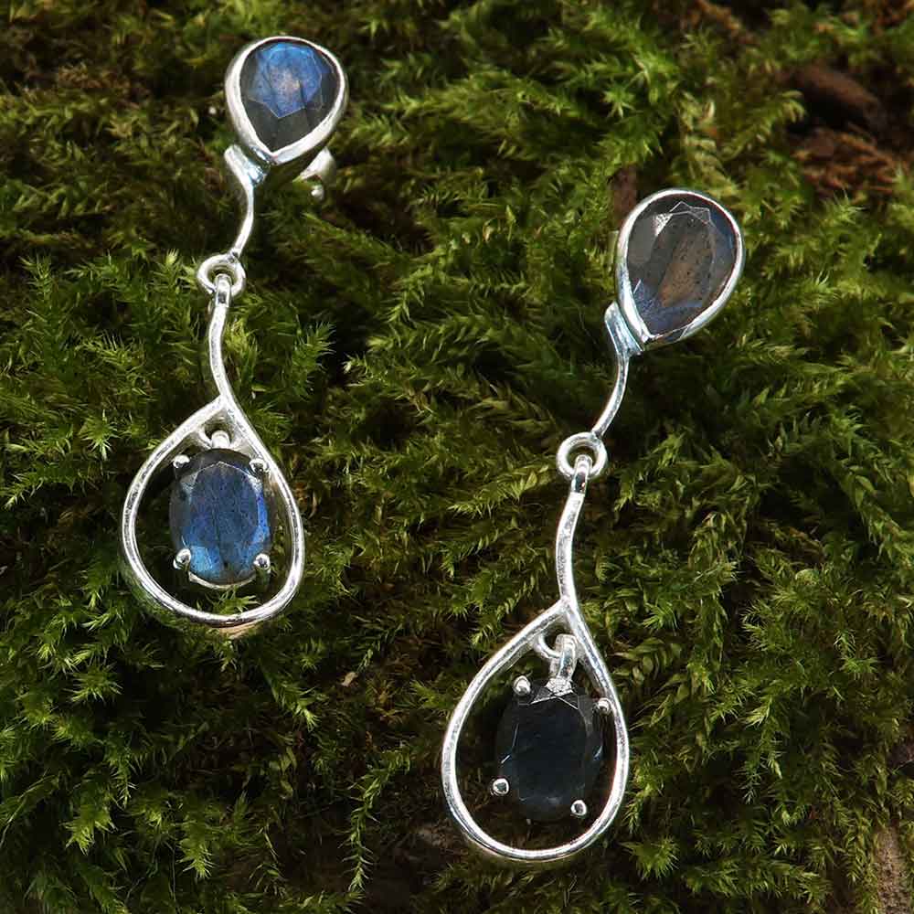 Labradorit edle Ohrringe 925er Silber Design ausgefallener Ohrschmuck