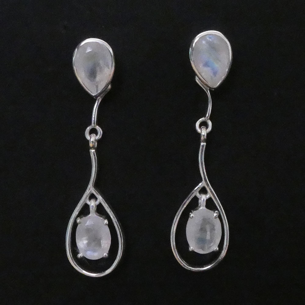 Edle Mondstein Ohrhänger 925 Silber Schmuck - hochwertig verarbeitet