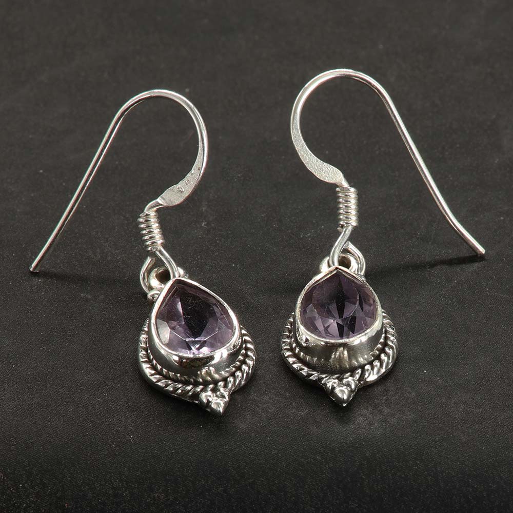 Amethyst Ohrringe facettiert aus edelm 925er Silber Damen Ohrschmuck Steinschmuck