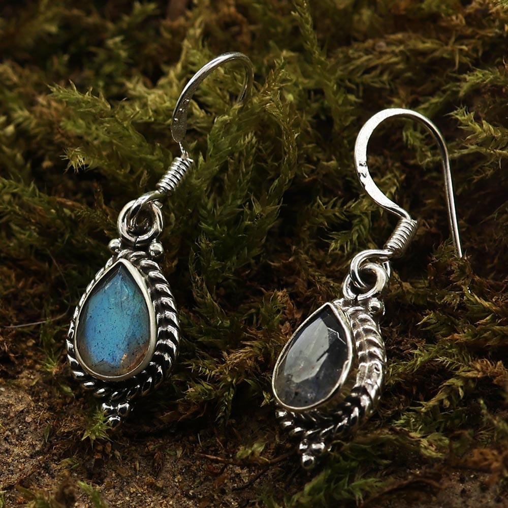 Labradorit Ohrringe zwitlos 925er Silber Design ausgefallener Ohrschmuck