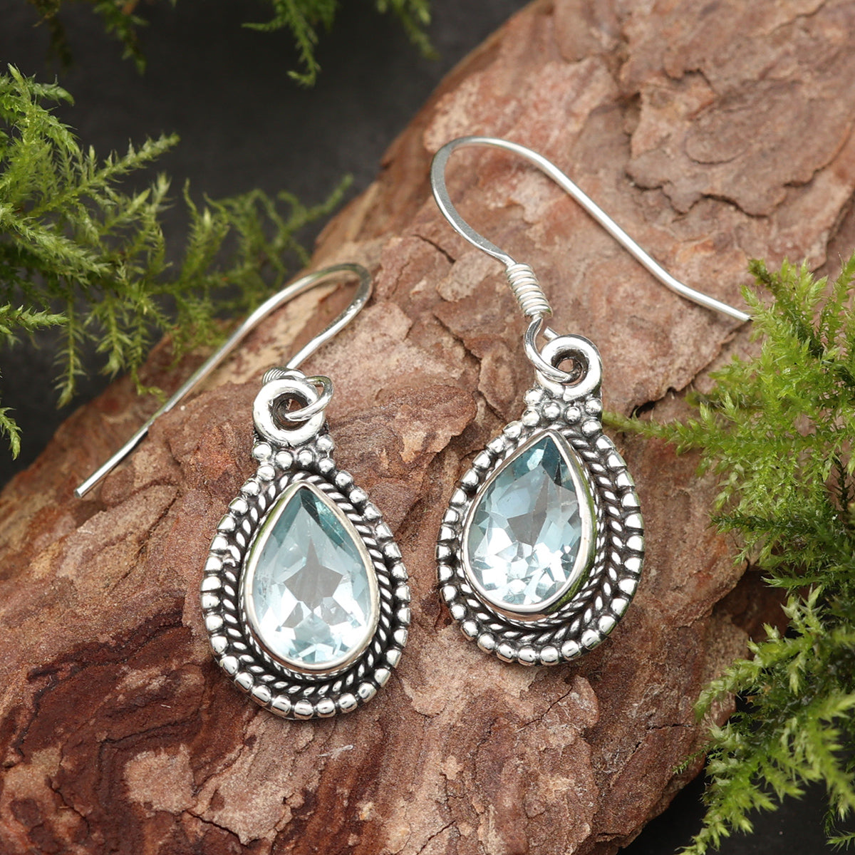 Blauer Topas Ohrringe Sterlingsilber