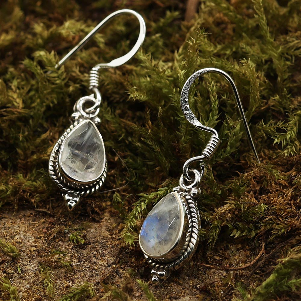 Mondstein elegante Ohrringe 925er Silber Design ausgefallener Ohrschmuck