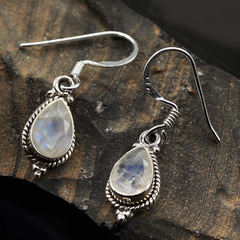 Mondstein Ohrschmuck 925er Silber edel verziert elegante Ohrhänger Damen Schmuck